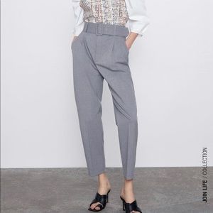 ZARA Grey Belted Trousers